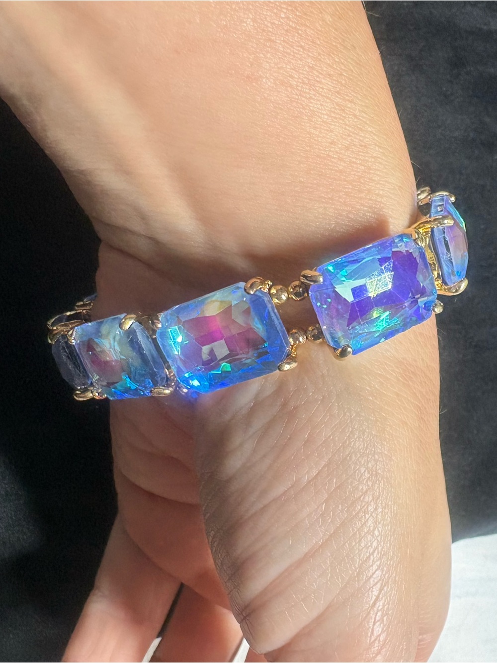 Blue AB gemstone stretchy bracelet